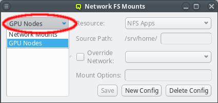 Select a Network FS Mounts config