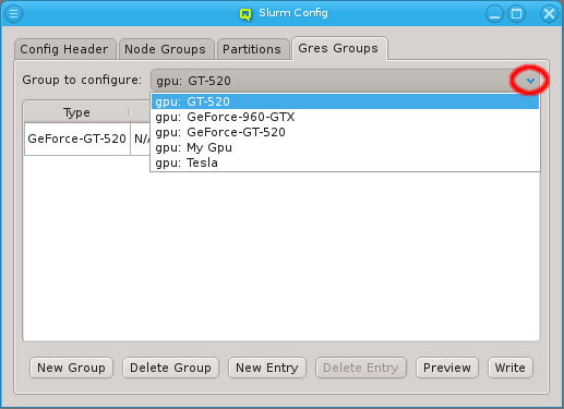 Selecting a Slurm Gres Group to configure