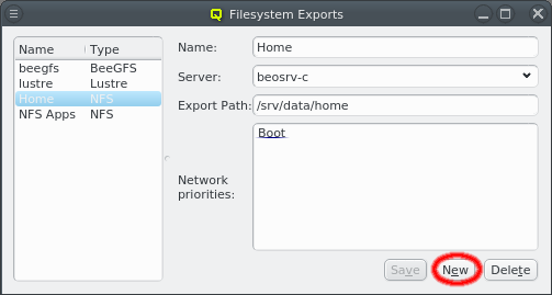 Creating a new FS export