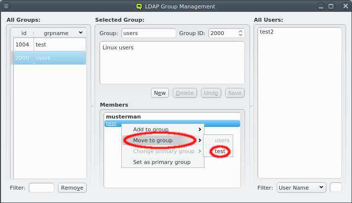 2. Move users to group