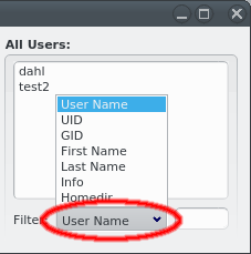 LDAP user list filter
