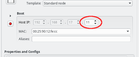Node-specific IP settings