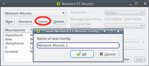 Clone a Network FS Mounts config
