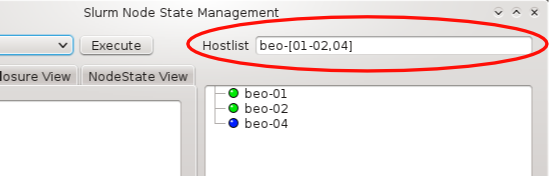 Selecting nodes via hostlist.