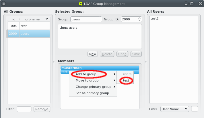 1. Add users to group