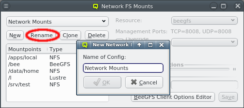 Rename a Network FS Mounts config