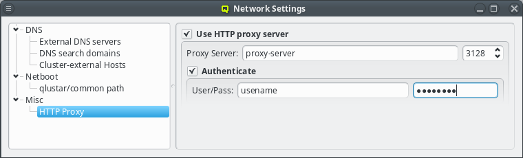 Setting authentication info for the proxy server