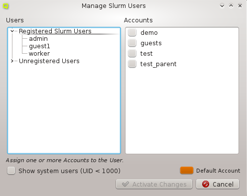 The Manage Users Dialog.
