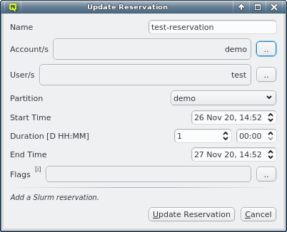 Updating a reservation.