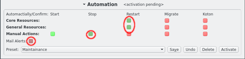 Changing Automation settings