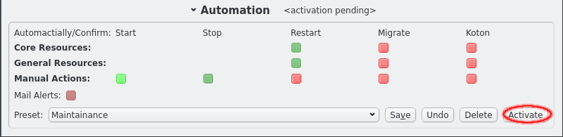 Changing Automation settings (pending)