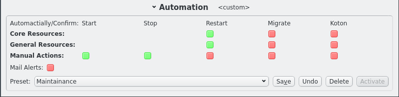 Changing Automation settings (active)