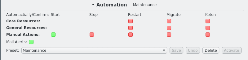 Automation settings (Maintenance)