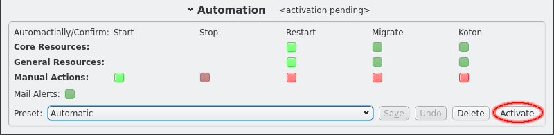 Activating an Automation Settigngs Preset