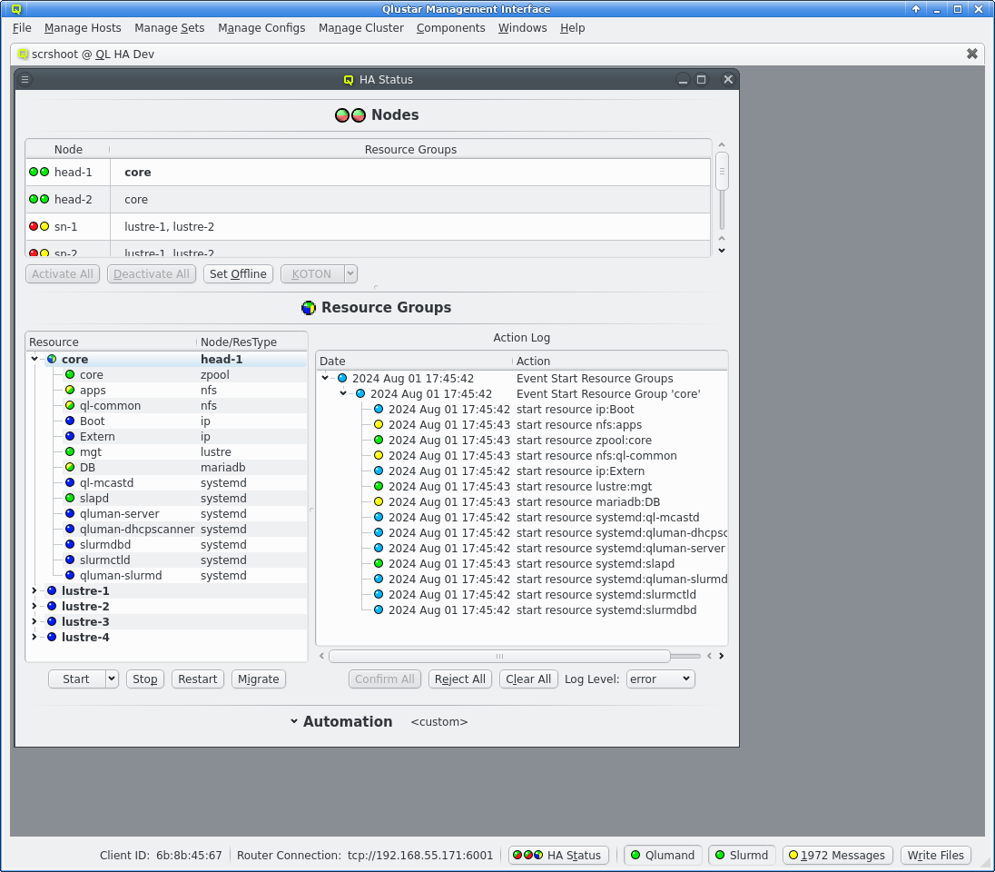 Starting the core Resource Group (in progress)