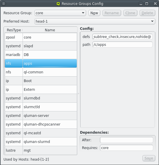 Config for Resource nfs:apps.