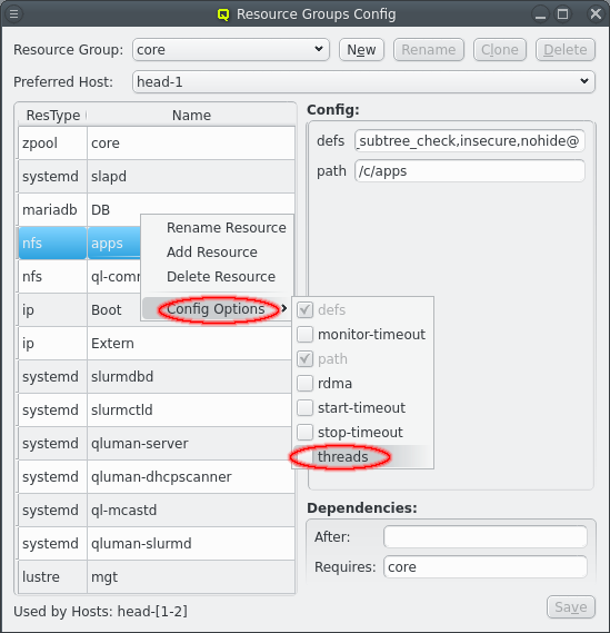 Adding Threads option to nfs:apps.