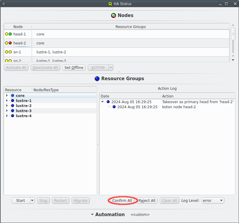 Starting the cluster with a single headnode (success)