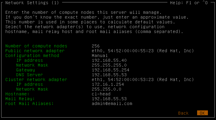 Network settings completed