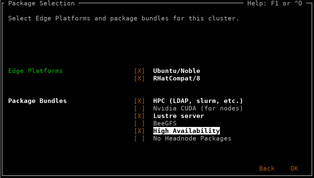 Choosing optional package bundles