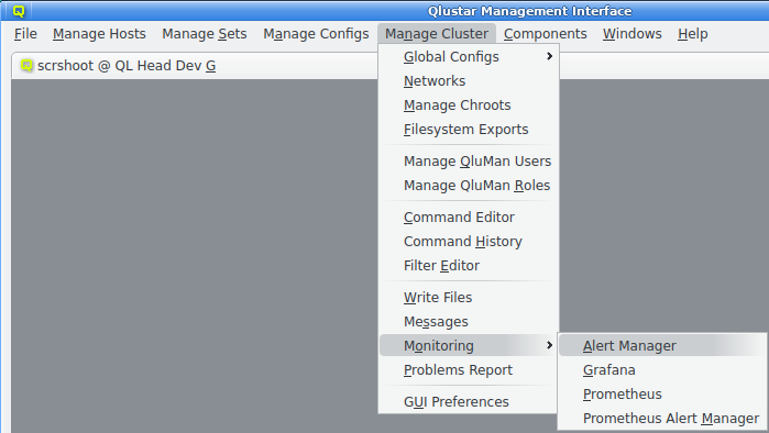 Alert Manager menu