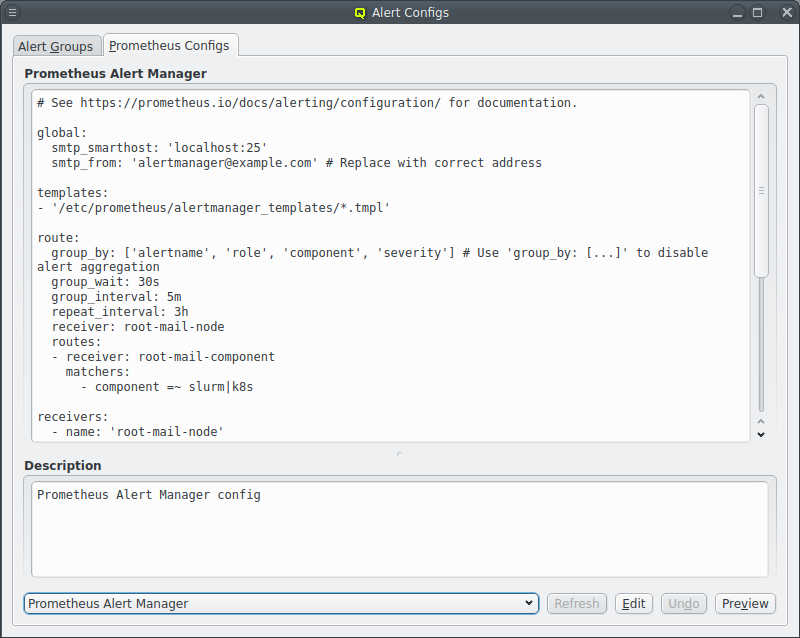 Prometheus alertmanager configuration