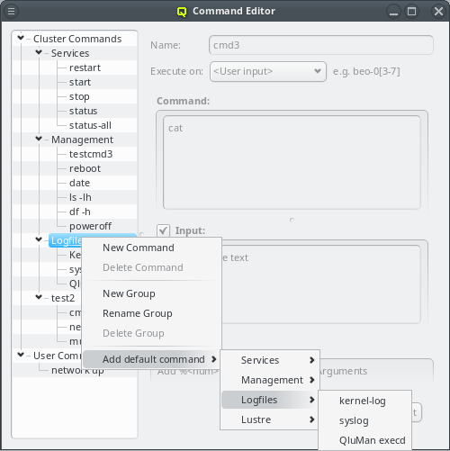 Adding default commands
