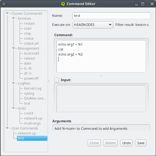 Editing the actual command(s)