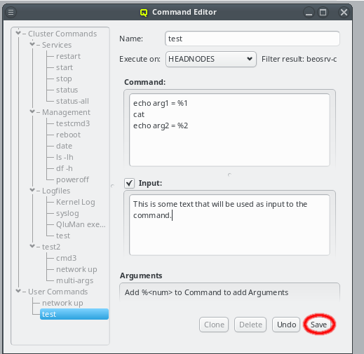 Saving the command definitions