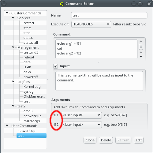 Using command arguments