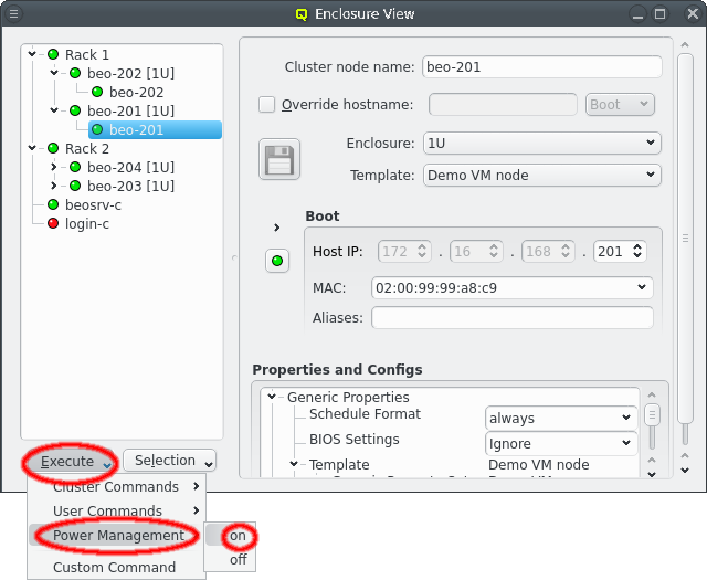 Preparing the execution of a power management command