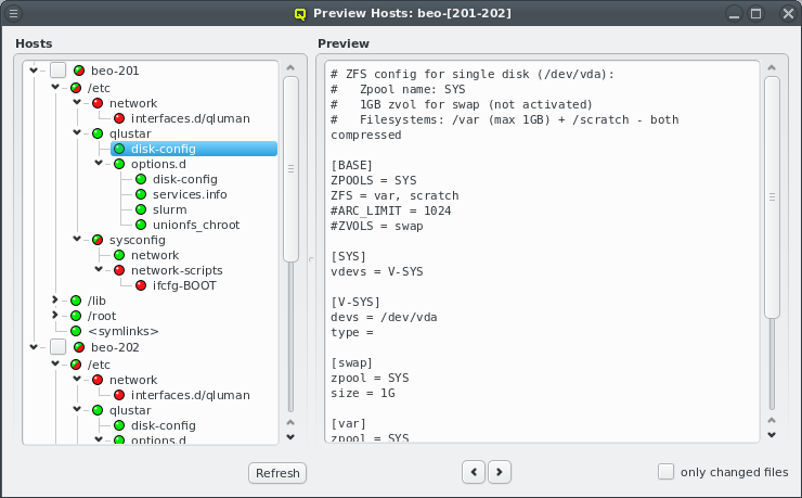 Preview of host specific config files