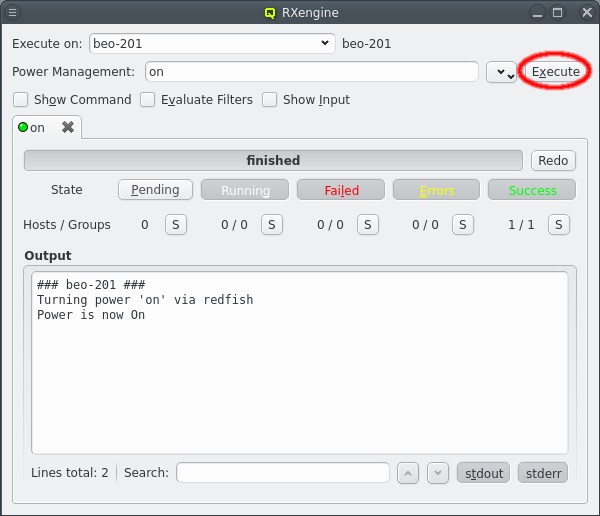 Executing a power management command
