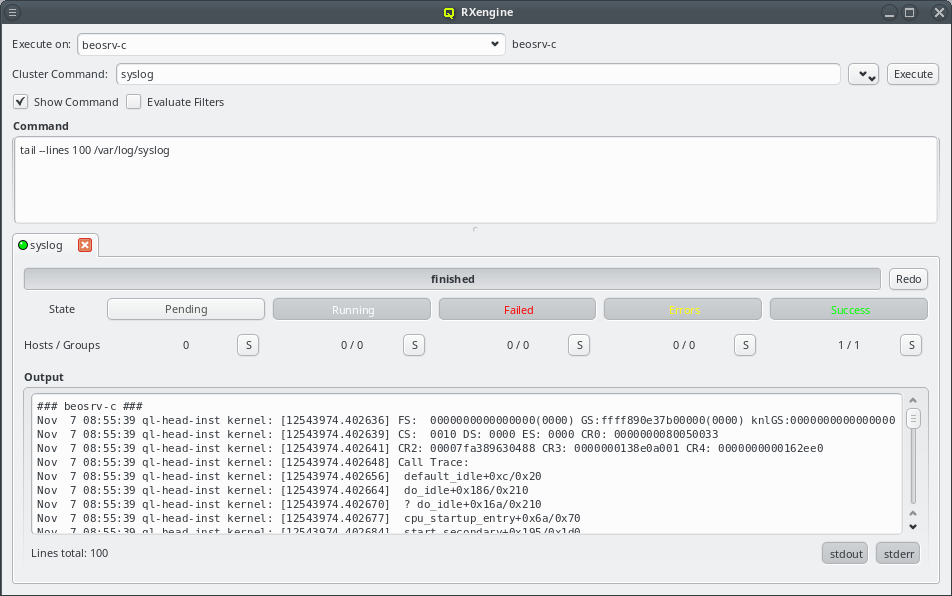 Output of a pre-defined command