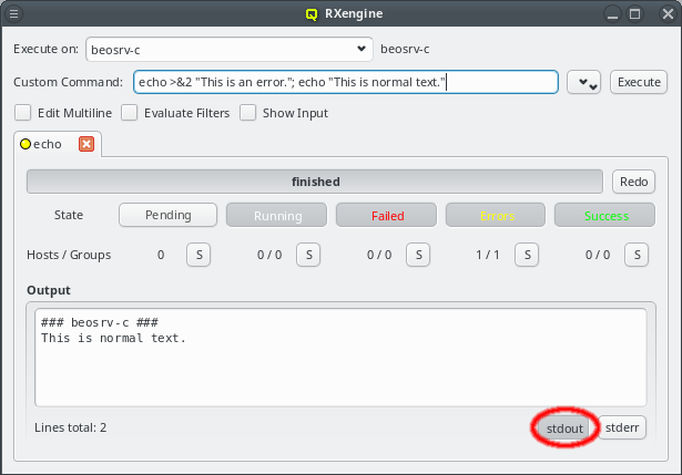 RXengine - Filtering stdout