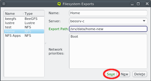 Saving the export resource