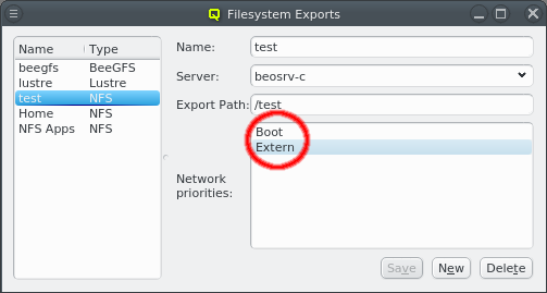 Networks available for an export