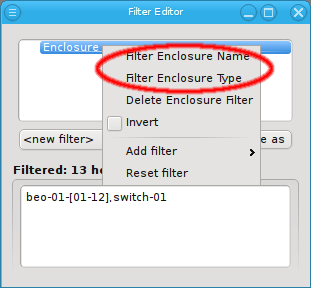 Filter on type or name