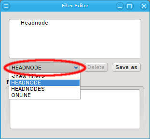 Selecting a filter for editing