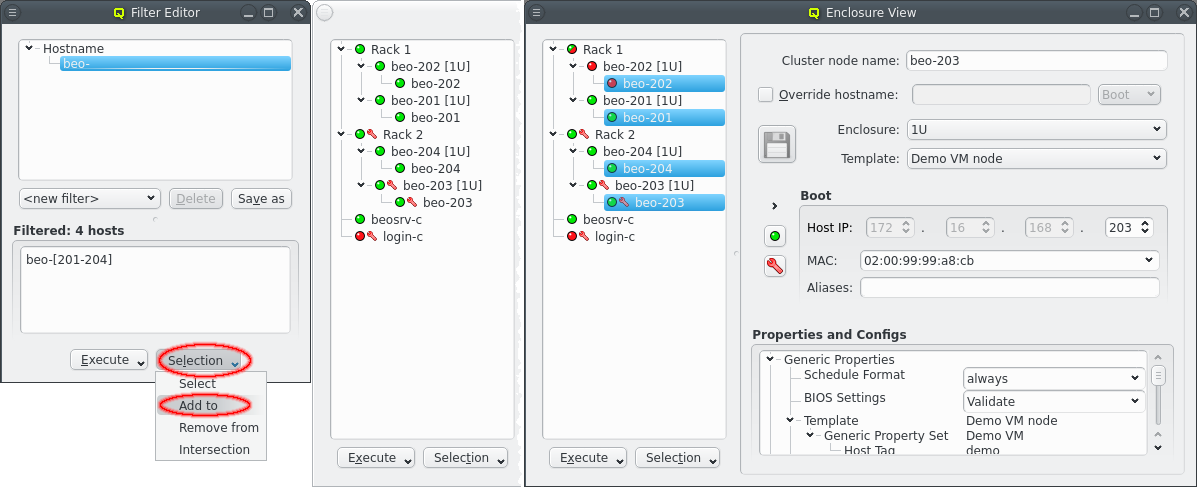 Modifying selected hosts with temporary filter