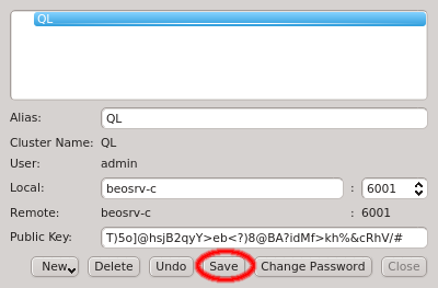 Saving the cluster connection
