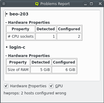 Problems Report