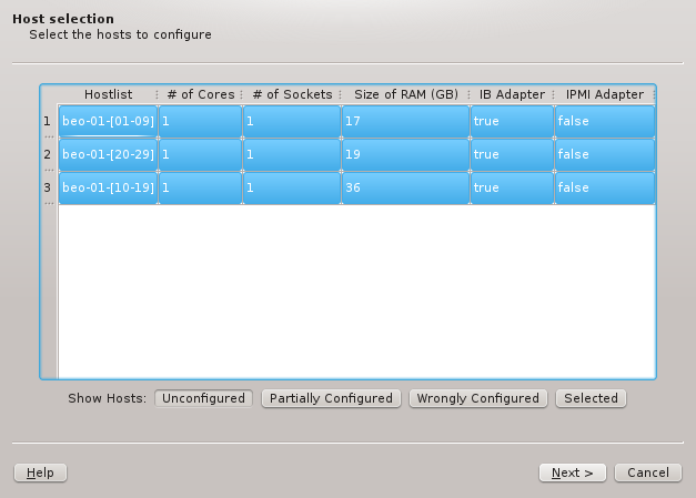Selecting hosts for configuration