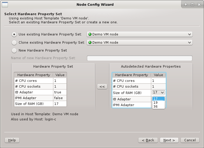 Select alternative values for HW properties