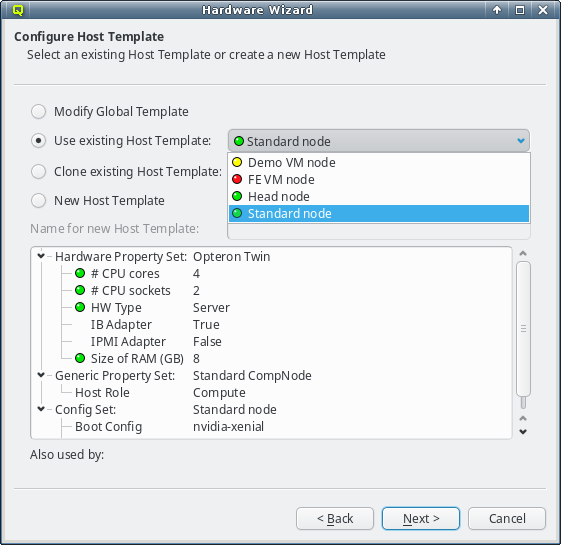Choosing alternative Host Templates