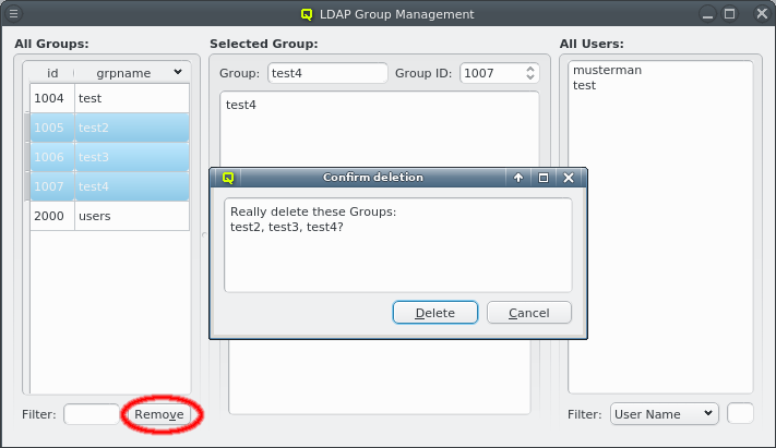 Removing LDAP groups