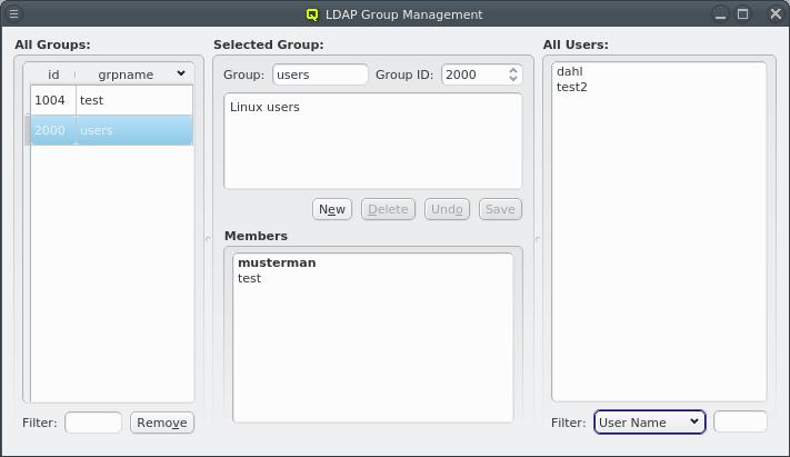 LDAP user list