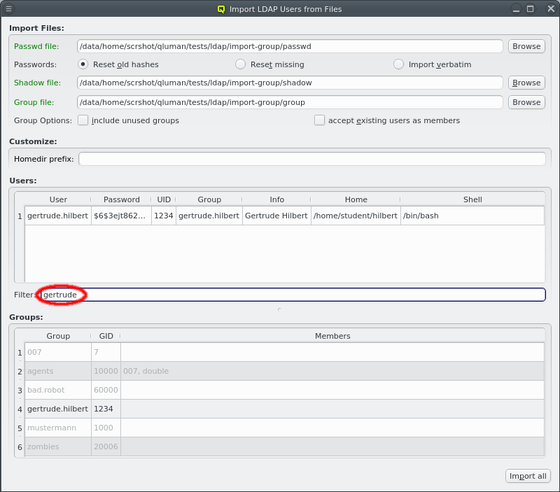 Filtering users before import
