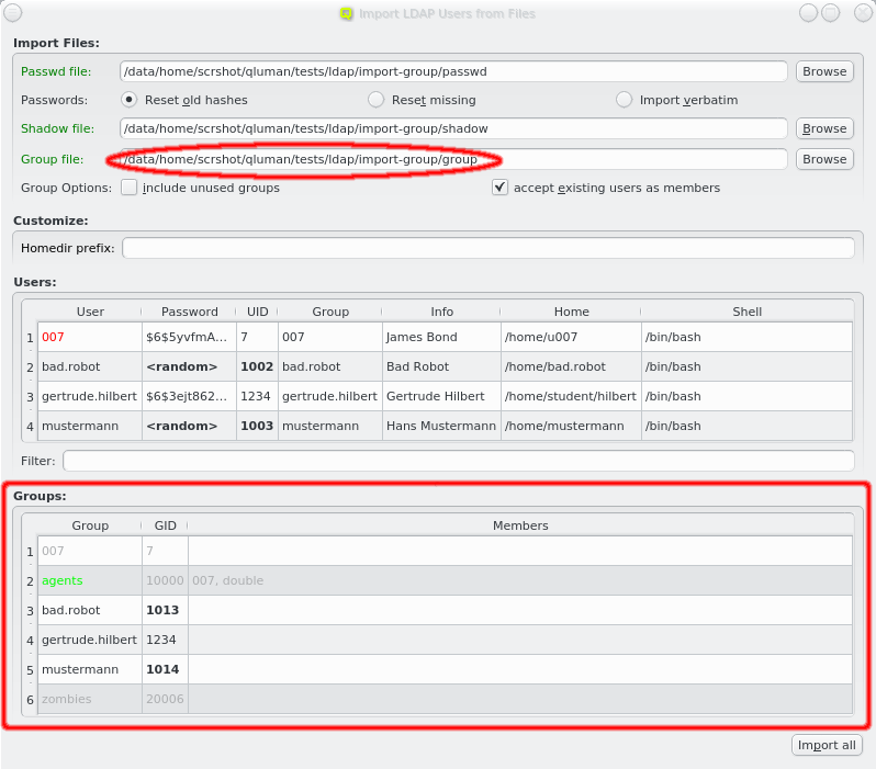 Importing groups too