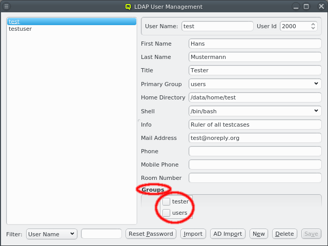 Adding a user to a group